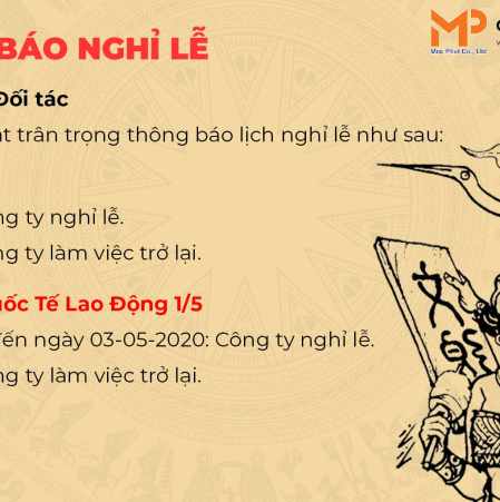 Thông báo lịch nghỉ lễ Giỗ Tổ Hùng Vương – Chiến Thắng 30/4 – Quốc Tế Lao Động