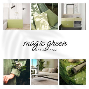 Moodboard_ Không Gian Nội Thất Dịu Mát Với Màu Vân Gỗ Coburg Oak MS0708 Và Màu Xanh Lá Dịu Nhẹ MS0010