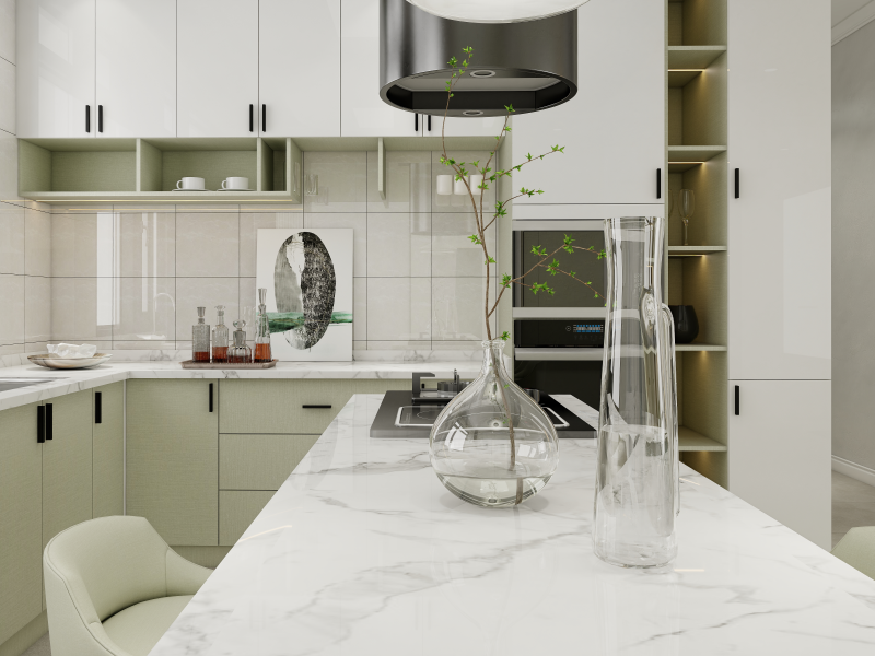 Ph&ograve;ng bếp &aacute;p dụng Melamine 0446