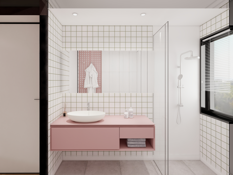 Ph&ograve;ng tắm ứng dụng Melamine đơn sắc 0034