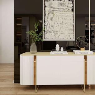 Sự Kết Hợp Giữa Mã Màu Melamine Vân Vải Earthen Mesh 0707 Và Màu Acrylic Bóng Gương MI80: Vẻ Đẹp Hiện Đại Và Tinh Tế